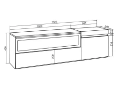 Móvel de TV, 150x35x45cm, Para televisores até 65", Lareira eléctrica, Cimento