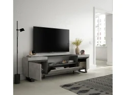 Móvel de TV, 200x35x57cm, Para televisores até 80", Design industrial, Cimento