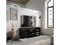 Móvel de TV, 150x35x57cm, Para televisores até 65", Design industrial, Preto