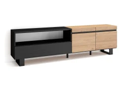 Móvel de TV, 200x35x57cm, Para televisores até 80", Design industrial, Carvahlo e preto