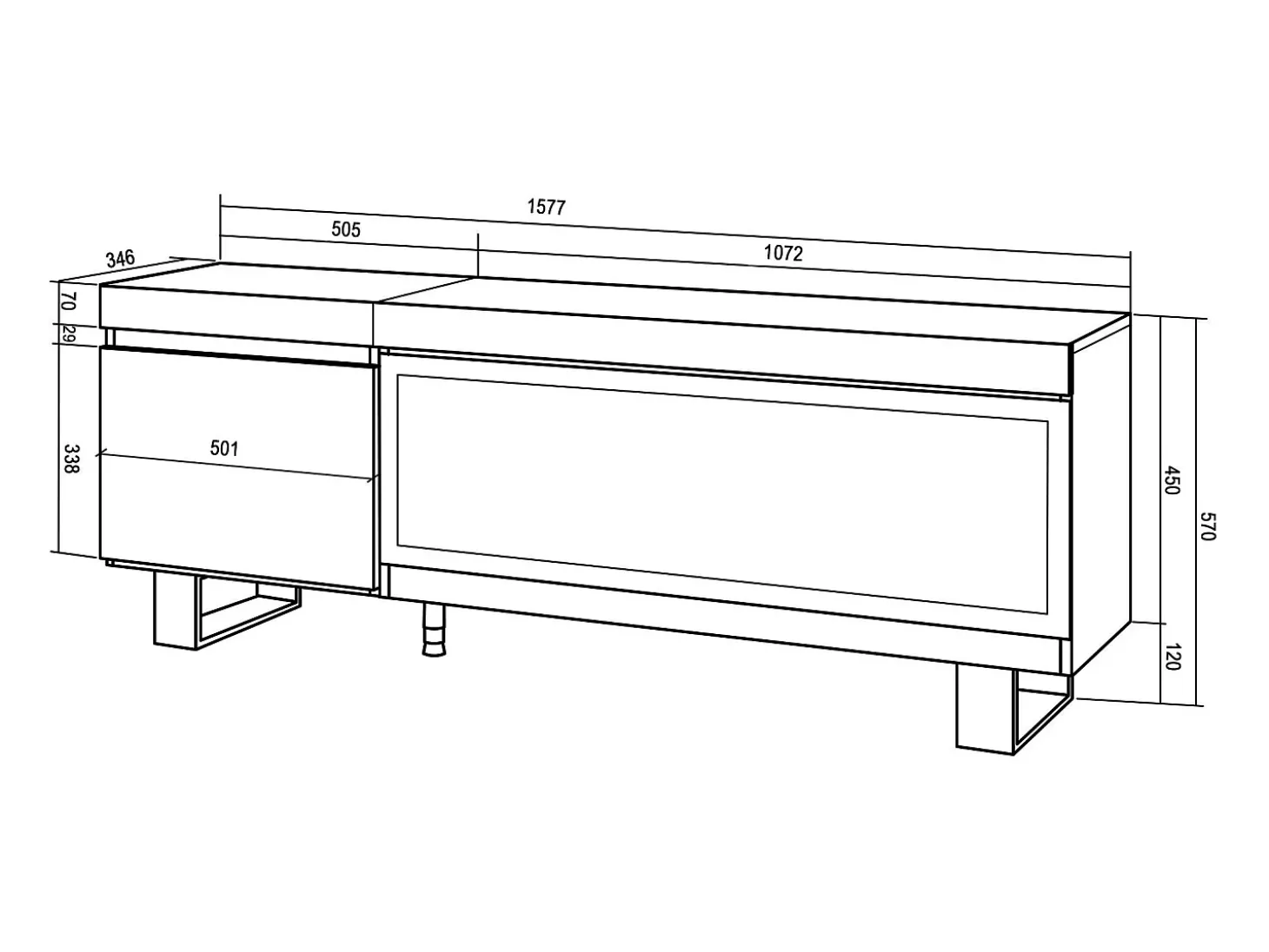 Móvel de TV, 158x35x57cm, Para televisores até 65", Lareira eléctrica XXL, Design industrial, Preto