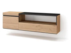 Móvel de TV, 150x35x45cm, Para televisores até 65", Suspensos, Carvahlo e preto