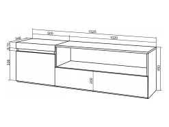 Móvel de TV, 150x35x45cm, Para televisores até 65