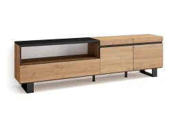 Móvel de TV, 200x35x57cm, Para televisores até 80", Design industrial, Carvahlo e preto