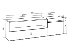 Móvel de TV, 150x35x45cm, Para televisores até 65", Estante para TV, Carvahlo e preto