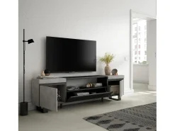 Móvel de TV, 200x35x57cm, Para televisores até 80", Design industrial, Cimento