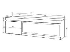 Móvel de TV, 158x35x45cm, Para televisores até 65", Lareira eléctrica XXL, Carvahlo