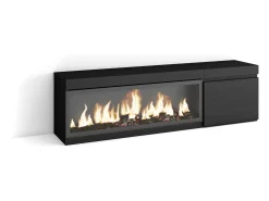 Móvel de TV, 158x35x45cm, Para televisores até 65", Lareira eléctrica XXL, Preto