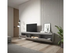 Móvel de TV, 240x35x45cm, Suspensos, Cimento