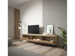 Móvel de TV, 240x35x45cm, Suspensos, Carvalho