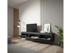 Móvel de TV, 240x35x45cm, Suspensos, Preto