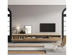 Móvel de TV, 320x35x45cm, TV de grande formato, Suspensos, Carvalho