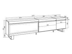 Móvel de TV, 237x35x57cm, TV de grande formato, Lareira eléctrica XXL, Design industrial, Cimento
