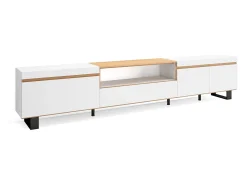 Móvel de TV, 288x35x57cm, TV de grande formato, Design industrial, Branco e Carvalho soft