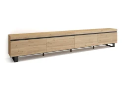 Móvel de TV, 320x35x57cm, TV de grande formato, Design industrial, Carvalho