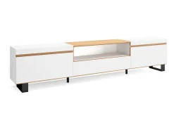 Móvel de TV, 260x35x57cm, TV de grande formato, Design industrial, Branco e Carvalho soft