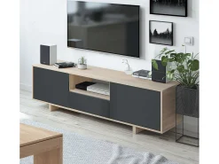 Móvel de TV Zaida 3 Portas Cor Carvalho e Cinza, 150 x 41 cm