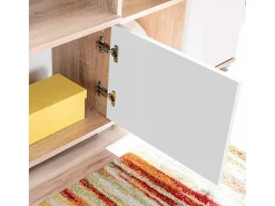 Móvel de TV/aparador de parede com design prático e iluminação LED acabamento em carvalho Sonoma e branco 2502199