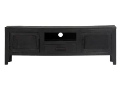 Móvel de TV/aparador preto prático e de design elegante feito de madeira maciça de mangueira 118 cm 2502203