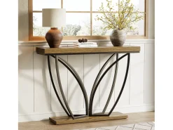 Móvel industrial para trás do sofá com 105 cm, mesa de corrimão estreita e comprida para entrada