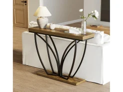 Móvel industrial para trás do sofá com 105 cm, mesa de corrimão estreita e comprida para entrada