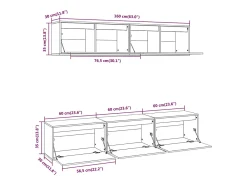 Móvel multimídia para TV estante para TV aparador armário para TV sala de jantar sala de estar quarto 5 peças madeira maciça de pinho marrom 02_0028776