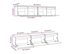 Móvel multimídia para TV estante para TV aparador armário para TV sala de jantar sala de estar quarto 5 peças madeira maciça de pinho marrom 02_0028776