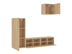 Móvel multimídia para TV estante para TV aparador para TV sala de jantar sala de estar quarto 4 peças carvalho Sonoma madeira de engenharia marrom 02_0029245