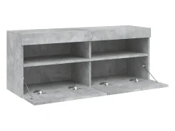 Móvel multimídia para TV prateleira para TV aparador armário para TV para sala de jantar sala de estar e quarto com luzes LED 100 x 30 x 40 cm cinza 02_0027836
