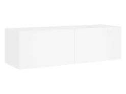 Móvel multimídia para TV prateleira para TV aparador armário para TV sala de jantar sala de estar quarto montado na parede x 3 peças com luzes LED branco 02_0028195