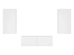 Móvel multimídia para TV prateleira para TV aparador armário para TV sala de jantar sala de estar quarto montado na parede x 3 peças com luzes LED branco 02_0028195