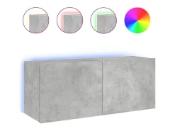 Móvel multimídia para TV prateleira para TV aparador armário para TV para sala de jantar sala de estar e quarto com luzes LED 100 x 35 x 41 cm cinza 02_0027854