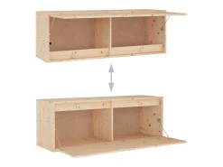 Móvel multimídia para TV prateleira para TV aparador armário para TV sala de jantar sala de estar quarto 2 peças madeira maciça de pinho marrom 02_0028584