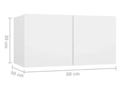 Móvel multimídia para TV prateleira para TV rack para TV sala de jantar sala de estar quarto montado na parede 2 peças 60 x 30 x 30 cm branco 02_0029185