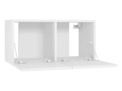 Móvel multimídia para TV prateleira para TV rack para TV sala de jantar sala de estar quarto montado na parede 2 peças 60 x 30 x 30 cm branco 02_0029185