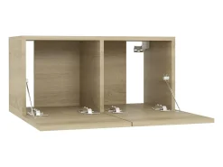 Móvel multimídia para TV prateleira para TV aparador para TV montado na parede 3 peças carvalho Sonoma 60 x 30 x 30 cm marrom 02_0029194