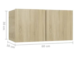 Móvel multimídia para TV prateleira para TV aparador para TV montado na parede 3 peças carvalho Sonoma 60 x 30 x 30 cm marrom 02_0029194