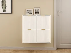 Móvel para calçado com 4 compartimentos rebatíveis - Branco e dourado - FRALYN