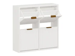 Móvel para calçado com 4 compartimentos rebatíveis - Branco e dourado - FRALYN