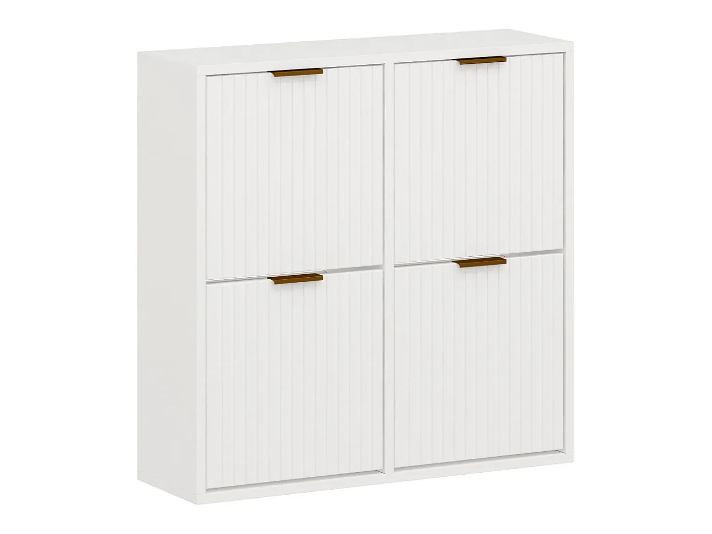 Móvel para calçado com 4 compartimentos rebatíveis - Branco e dourado - FRALYN