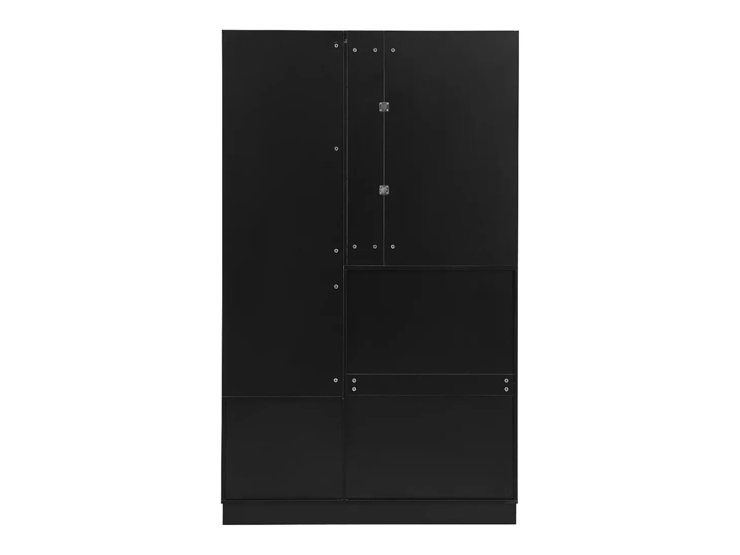 Móvel para hall de entrada com espelho, sapateira e banco - 110x33x185,5 cm - Preto