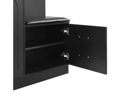 Móvel para hall de entrada com espelho, sapateira e banco - 110x33x185,5 cm - Preto