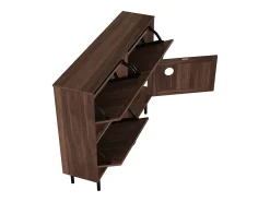 Móvel para sapatos 120×28×92 cm - 4 portas (3 basculantes) - com bola de brinquedo - marrom