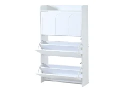 Móvel para sapatos 2 peças - 140x25x120 cm - con 12 compartimentos - 6 portas basculantes - MDF - Branco