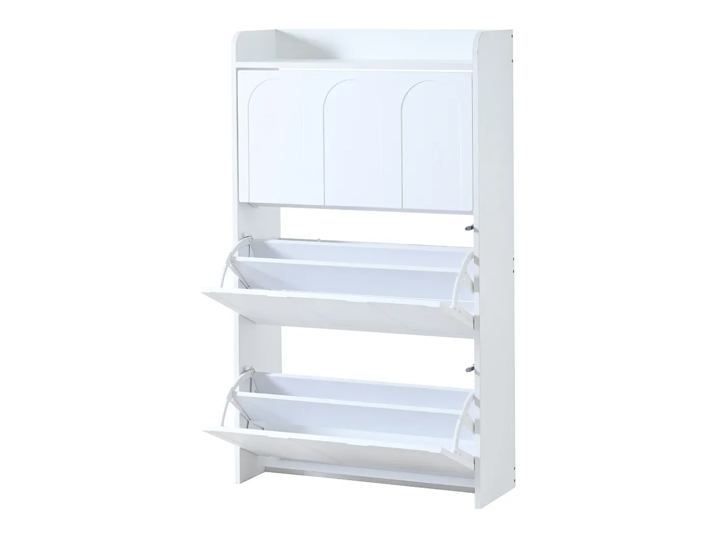 Móvel para sapatos 2 peças - 140x25x120 cm - con 12 compartimentos - 6 portas basculantes - MDF - Branco