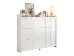 Móvel para sapatos 2 peças - 140x25x120 cm - con 12 compartimentos - 6 portas basculantes - MDF - Branco