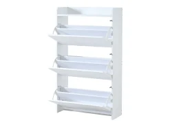 Móvel para sapatos 2 peças - 140x25x120 cm - con 12 compartimentos - 6 portas basculantes - MDF - Branco