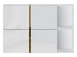 Móvel para sapatos com 4 compartimentos rebatíveis e 2 nichos - Branco e dourado - MARZIALO