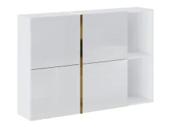 Móvel para sapatos com 4 compartimentos rebatíveis e 2 nichos - Branco e dourado - MARZIALO