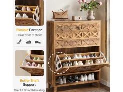 Móvel para sapatos com 2 gavetas corrediças, móvel de armazenamento, para 20 pares de sapatos, 80x24x110 cm